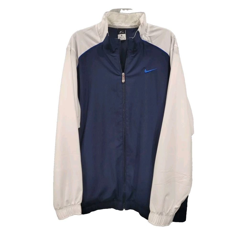 Nike Dri Fit Jacket Men's XL Full Zip Windbreaker Track Blue White 402241 453